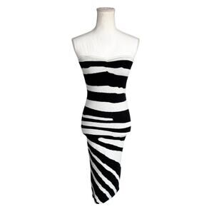 Rumor Australian Brand Strapless Black White Bodycon Dress Size XS/S NEW